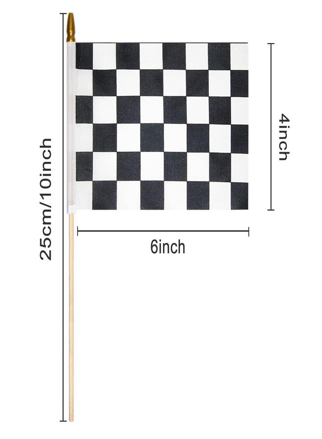 Uelfbaby 12 Pack 4x6 Inch Checkered Flag On Sticks, Race Birthday Party Supplies, Double Sided Racing Party Decorations, Black White Checkered Mini Stick Flag For Room - Image 3